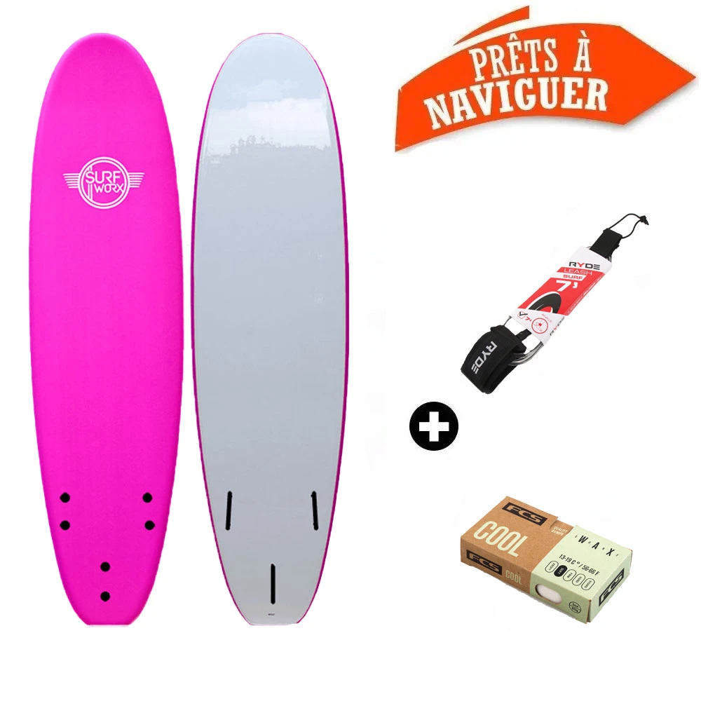 Surf ALDER Surfbox Base Mini Malibu Rose + Leash + Wax 1 Surf ALDER Surfbox Base Mini Malibu Rose + Leash + Wax