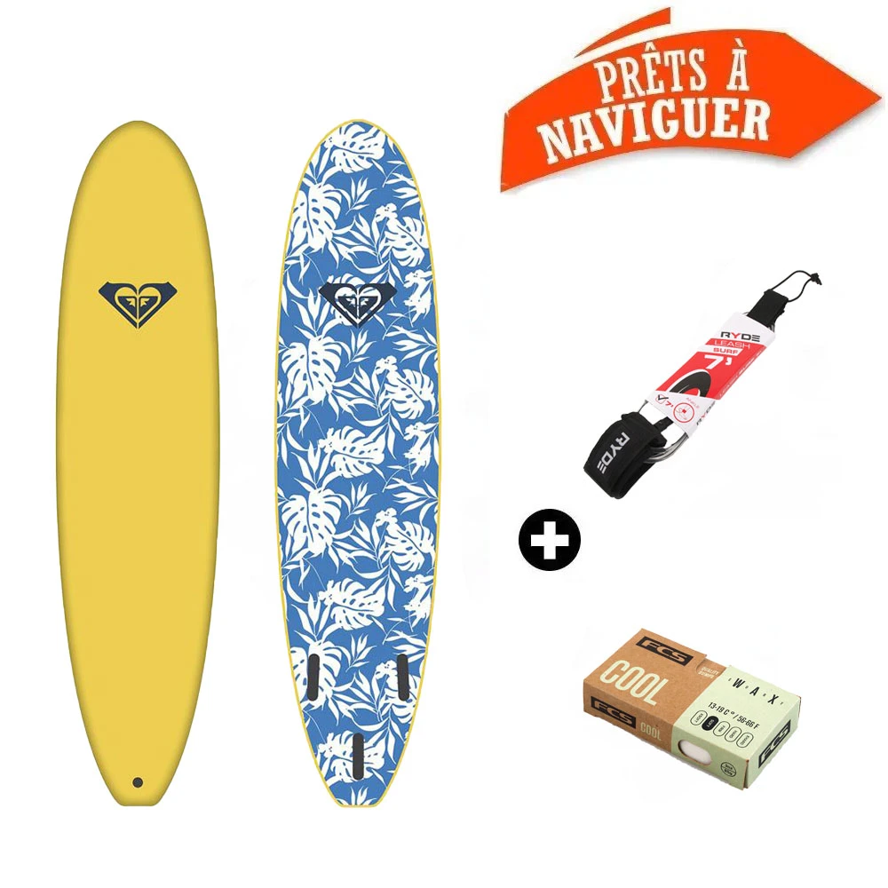 Surf Mousse Roxy Break Jaune + Leash + Wax 2 Surf Mousse Roxy Break Jaune + Leash + Wax – Image 2