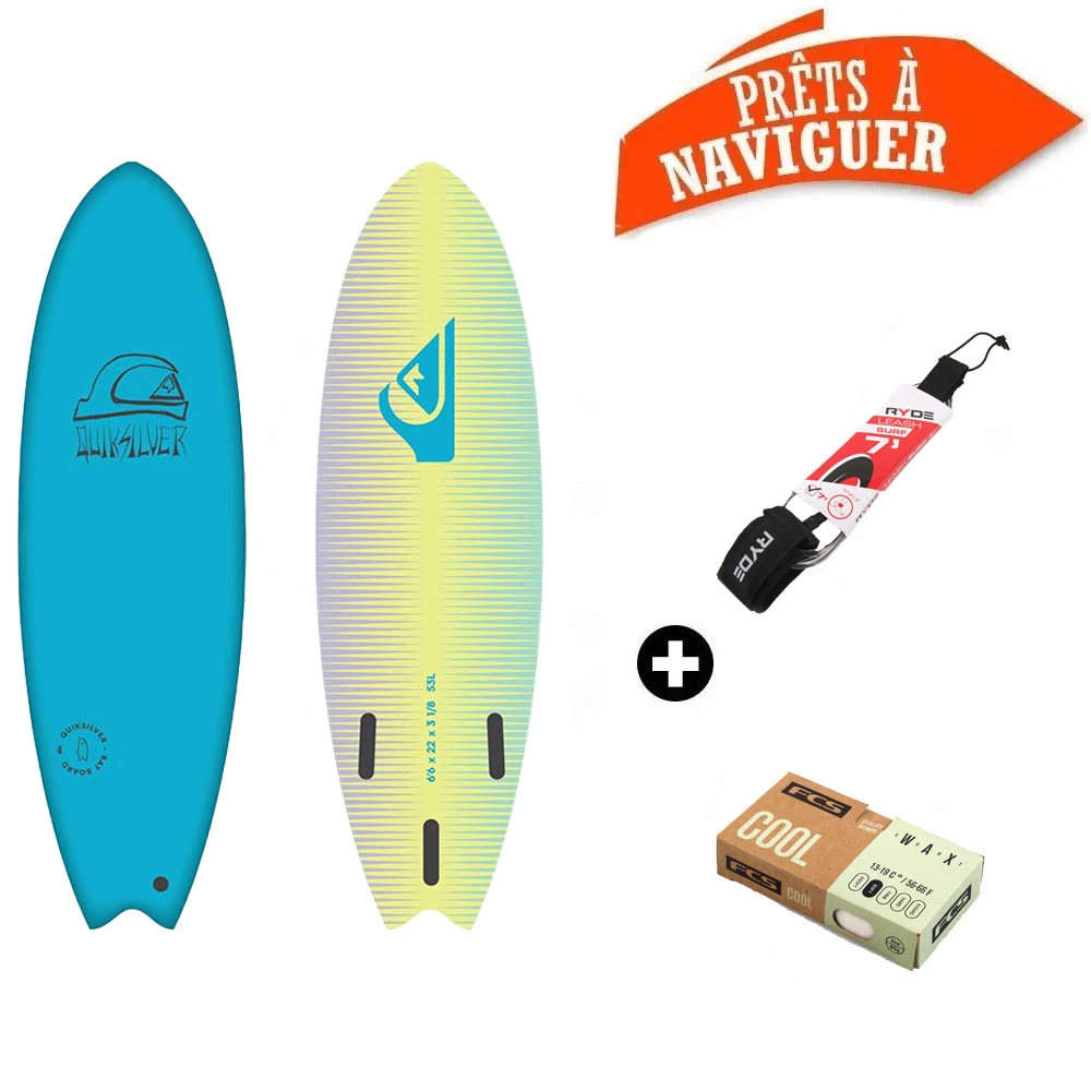 Surf Mousse Quiksilver SOFT BAT Bleu + Leash + Wax 4 Surf Mousse Quiksilver SOFT BAT Bleu + Leash + Wax – Image 4